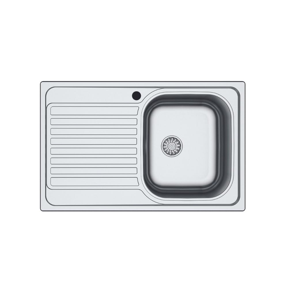 Lavello cucina vasca acciaio inox da incasso gocciolatoio sx 50x79 cm