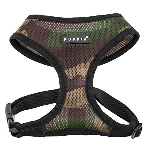 Puppia Hundegeschirr für kleine und mittelgroße Hunde - super weich in vielen Farben - Auch als Welpengeschirr verwendbar -Antizuggeschirr für Hunde, Camouflage, L