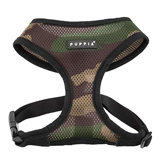 Puppia Hundegeschirr für kleine und mittelgroße Hunde - super weich in vielen Farben - Auch als Welpengeschirr verwendbar -Antizuggeschirr für Hunde, Camouflage, L