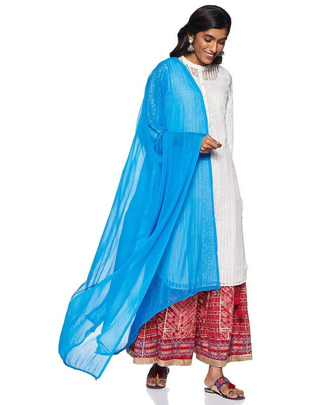 craft india Duptta Party Scarf For Women And Girls Solid Chiffon SKY BLUE Stadndard Size Girls Fashion Scarves-picture-24