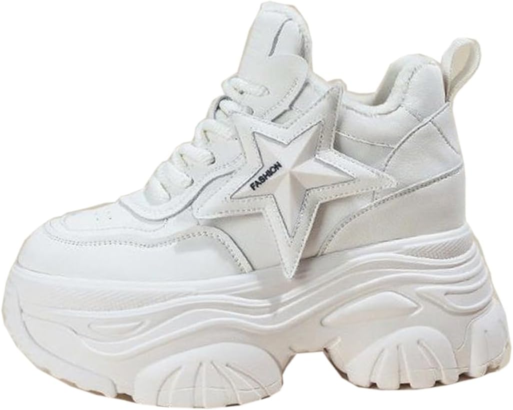 Retro Chunky Dad Shoes for Women Star Y2K Sneakers 10CM Height Boost Lightweight Comfort Casual Walking Shoes
