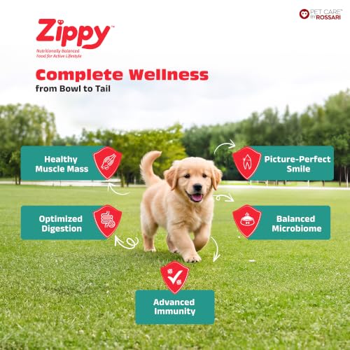 Image of Zippy Puppy Dry Dog Food - 10 Kg, Real Chicken & Vegetables, Nutritionally Balanced Dog Food for All Breeds, with Vitamins, Minerals, Probiotics & Salmon Oil