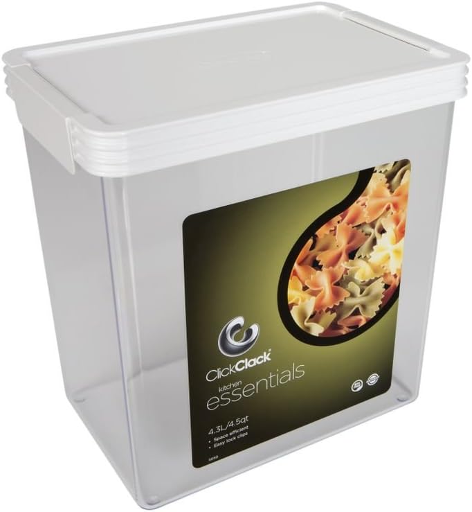 Click Clack Basics Storage Containers, 4.5 Quart Airtight Container, White Lid