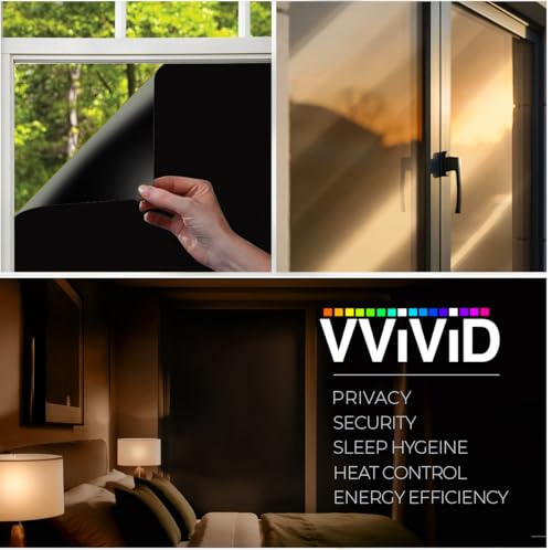 Image of VViViD Total Blackout Adhesive Vinyl Window Tinting Sheets (50ft x 5ft, Matte Black)