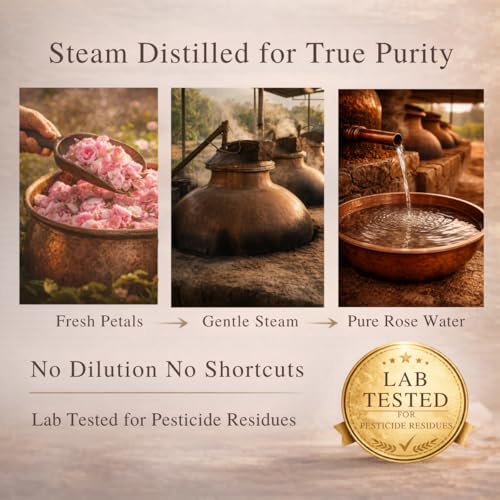 Image of Earthen Story Food Grade Organic Rose Water 200ml | Lab Tested for 180 Pesticides | Pure & Natural Steam Distilled Face Toner Mist | No Chemicals and Preservatives