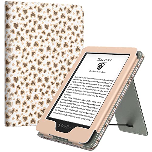 Image of MoKo Case for All-New 6 inch Kindle(11th Generation, 2024 /2022 Release) /(10th /8th Gen, 2019 /2016), Ultra Lightweight PU Shell Cover with Auto Wake /Sleep for Kindle 2024, Love Leopard