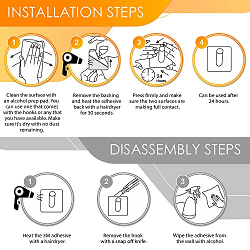 Sayoneyes Adhesive Towel Hooks For Hanging – Matte Black Sus304 Stainless Steel Waterproof Wall Hooks With Strong Adhesive Tapes – 3M Hooks For Bathroom, Bedroom, Kitchen – 4 Pack #TOP5