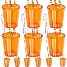 Iconikal 12-Pack Shot Glass on Beaded Necklace, Orange Tailgating Drinking Games