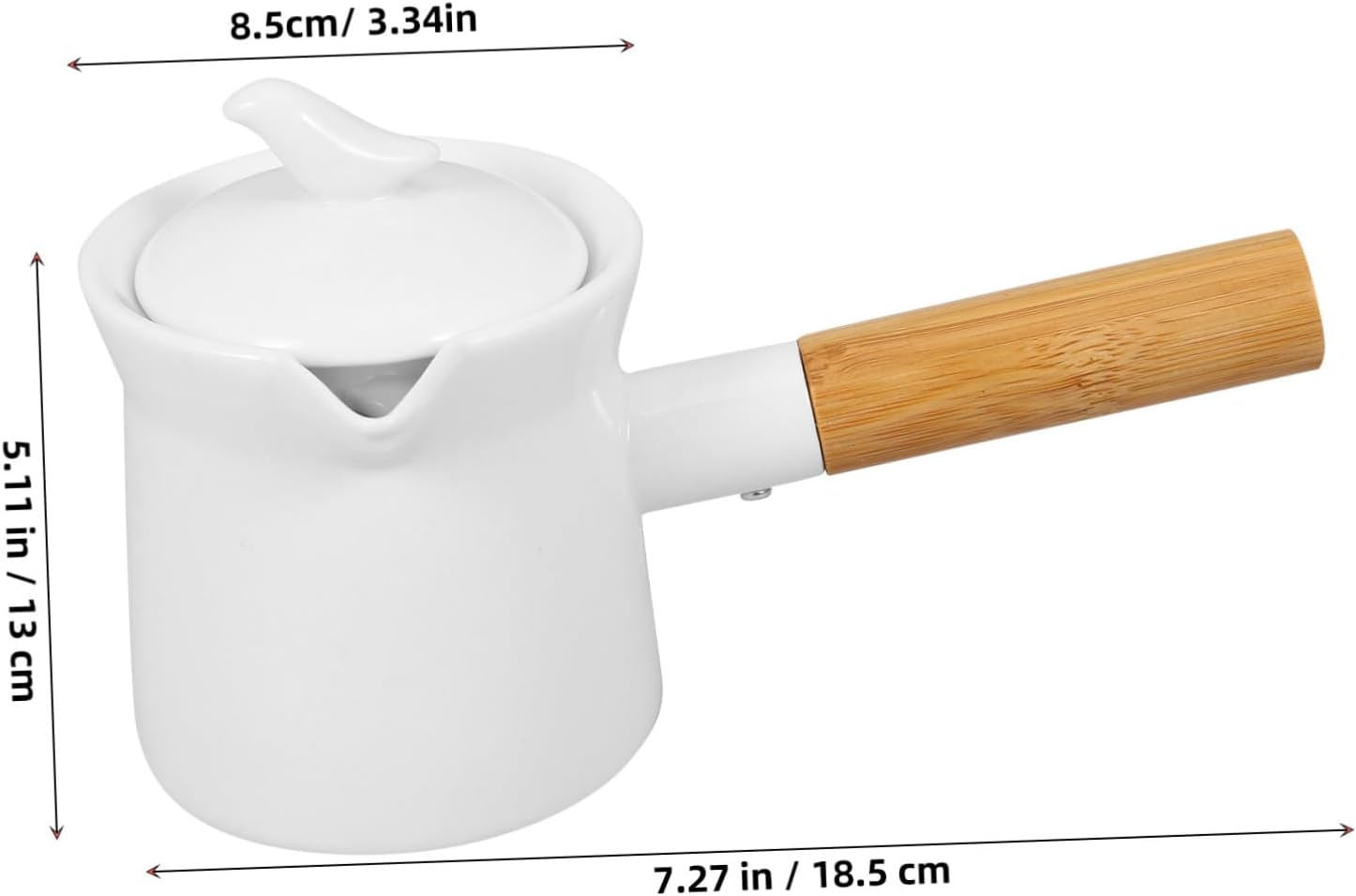 Ceramic Mini Saucepan for Heating Butter 350ml with Wooden Handle