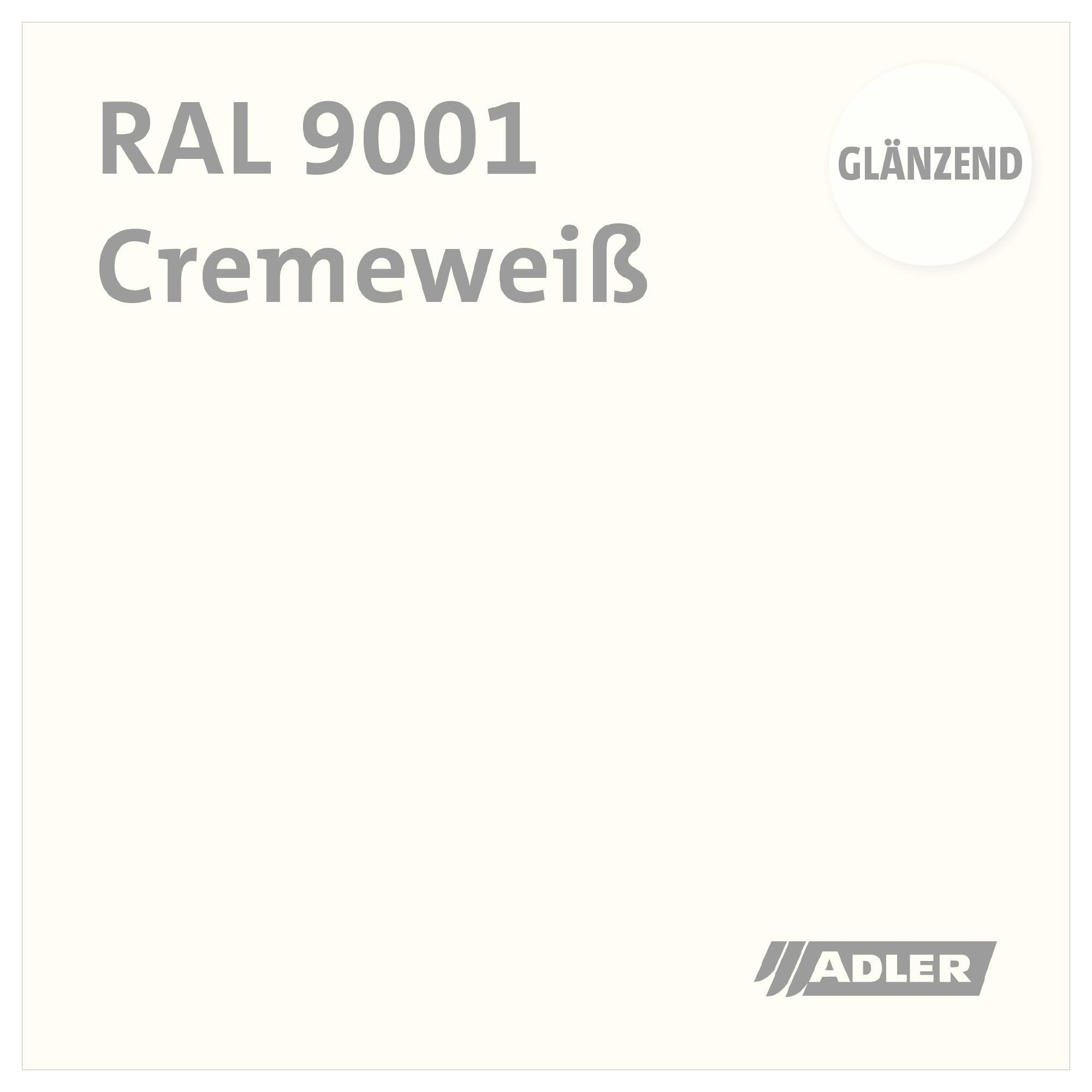 ADLER 2K-PU-Multilack, Allround u.Fliesenlack glänzend Weiß, RAL9001 Cremeweiß - 1 kg inkl. Härter - Hochwertiger Lack mit hervorragenden Hafteigenschaften für diverse Untergründe, Grund- und Decklack | Hervorragende Haftung auf Holz, Metall, Hart-PVC, se