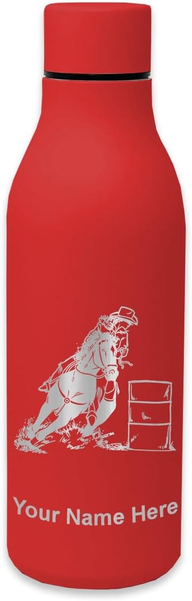 LaserGram Double Wall Stainless Steel Water Bottle, Barrel Racer, Personalized Engraving Included