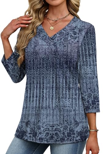 Image of XIEERDUO 3 /4 Length Sleeve Womens Tops V Neck T Shirts Summer Clothes Basic Blouses Dressy Casual 2026 Spring Outfits