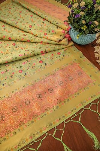Image of DEVANGI Women's Woven Banarasi Silk Dupatta /Chunni For Women, Floral Print 1 Meter Wide and 2.3 Meter Length Printed Designer Dupatta /Chunni For Girls