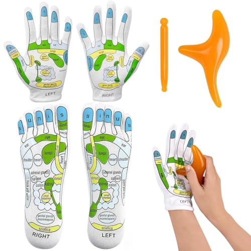 Vibbang 2 Stück Fußreflexzonen Socken Fußmassage Socken mit Acupressure Tool Akupunkt-Socken Druckpunkt-Socken Massagesocken Acupressure Reflexology für Damen Herren