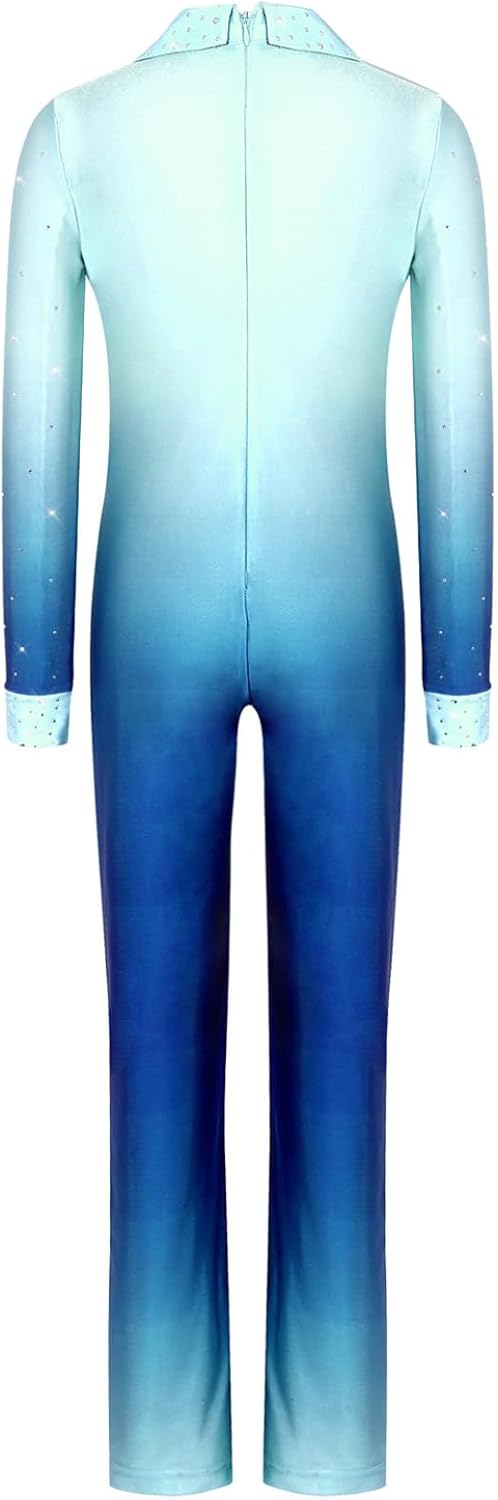 Kids Boys Full Body Leotards Jazz Latin Dance Performance Tops Figure Skating Jumpsuit Sparkly Dancewear