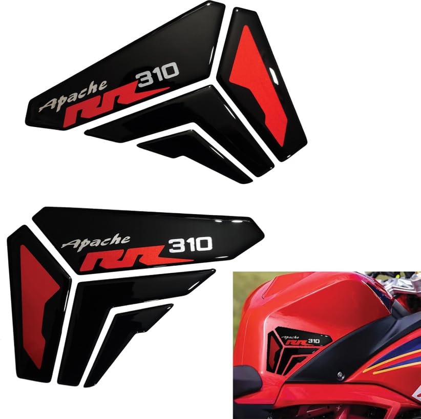 Image of Apache RR310 Motorcycle Side Knee Pad Decals and Stickers, Red and Black (RED)