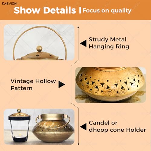 Image of Metal Brass Small Size 6 Inch Only Degchi Dhoop Burner | Wall Hanging Home Decor Incense Holder | Dhunuchi Dhoop Pot | Table Top Decor Tea Light Candle Holder | Diwali Decoration Item