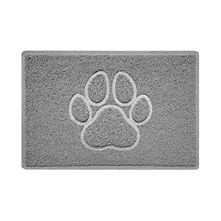 Nicoman Paw Embossed Shape Indoor Outdoor Dirt-Trapper Door Mat Washable Barrier Heavy Duty Doormat - (Watertight Rubber-Back, Small, Grey, 60 x 40cm)