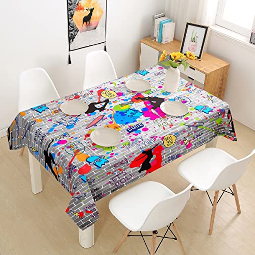 Roupas de mesa de parede Graffiti estilo rabisco, toalhas de mesa hippie para homens adolescentes, a