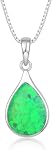 Teardrop Opal Necklace for Women - 925 Sterling Silver October Birthstone Pendant Necklace, Dainty Pear Shape Gemstone Jewelry Gif for Her, Adjustable Box Chain