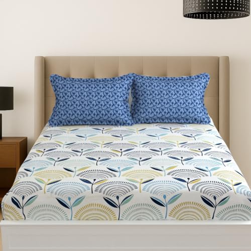 Image of Mafatlal Plush 140 GSM Double Bed Sheet Microfiber | 90 x 100 Inches |Queen Size | Soft, Strong & Easy Wash | Navy Blue