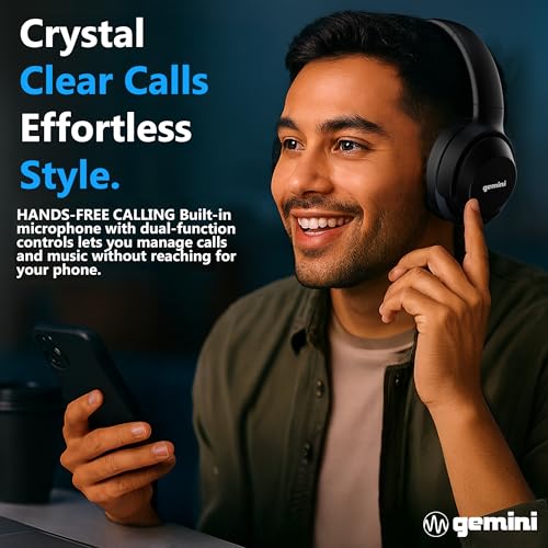Gemini Studio Wireless Headphones - Bluetooth 5.0 Over-Ear Headphones with 7 Hour Battery, Built-in Mic, AUX Input & Premium Sound Quality (GBTX-500)