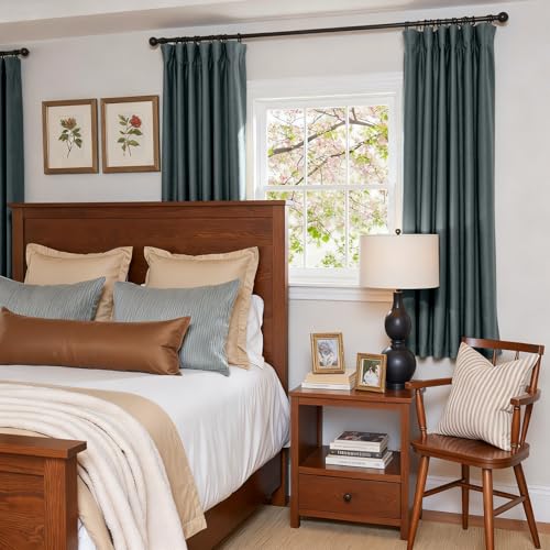 Image of Blackout Dark Slate Velvet Curtains Rod Pocket 52x72 Inch 2 Panels | Soft Velvet, For Small Windows, Kitchens & Bathrooms, Light Shifting Texture, Elegant Drape, Serene, Fresh