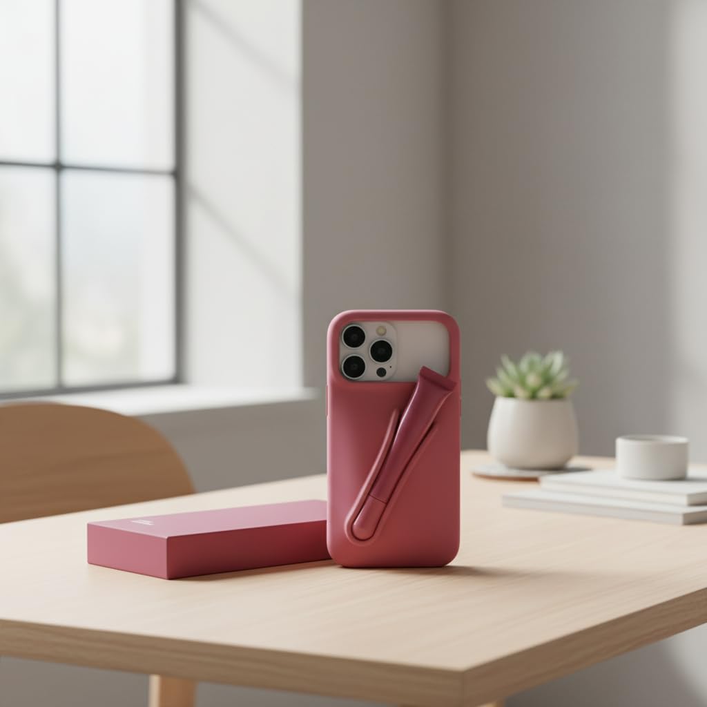 iPhone 15 Series Silicone Phone Case with Built-in Lip Tint Holder and 1 Liptint | Soft Slim Cover for Women & Girls | Makeup Slot Back Cover (Salty tan, iPhone 15) — Amazon image 3
