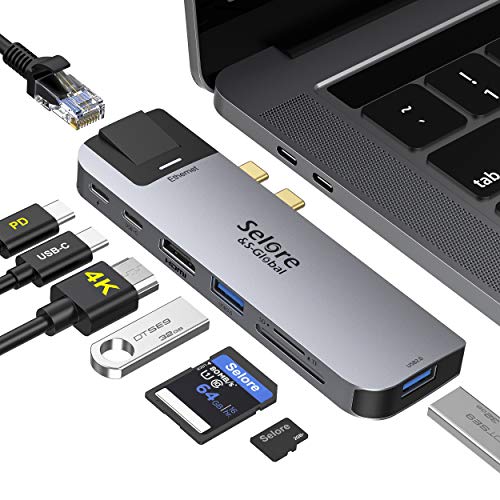 Selore MacBook ハブ MacBook Pro ハブ USB C Macbook Pro/Air 専用 8in2 4K HDMI ポート/100W PD急速充電ポート/ 1000Mbps イーサネットポート/USB 3.0ポート/USB-Cデータ転送ポート/TF/SDスロット/MacBook Pro 2020/2019/2018/2017/2016, MacBook Air 2020/2019/2018 対応usb ハブ macbook pro