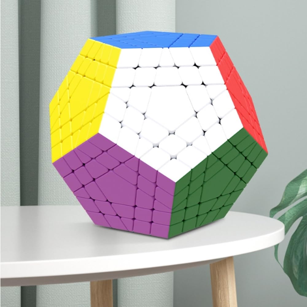 XMDCuber Megaminx 5x5 Stickerless Puzzle Cube, 5x5 Dodecahedron Speed Cube, Pentagonal Magic Cube Dodecahedron
