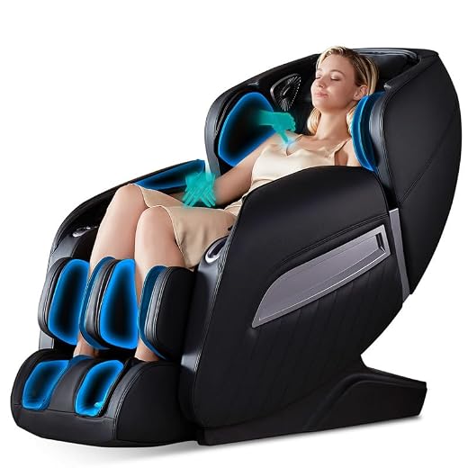 UIIU AI Voice Control Massage Chair Full Body Zero Gravity Massage Chairs Body Scan Detection 3D Massage Recliner Chair Heated with Bluetooth Speaker Airbags SL Track Massage Black