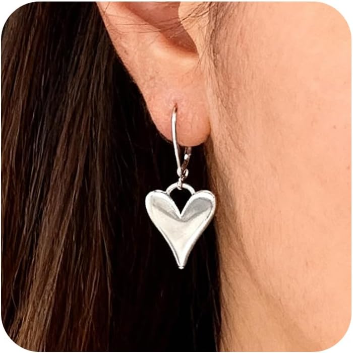ALEXCRAFT Sterling Silver Earrings for Women 925 Leverback Heart Pendant 14K Gold Plated Hypoallergenic Earrings - Image 2
