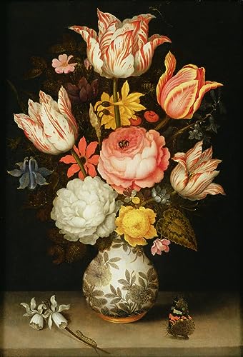 Tableau nature morte fleurs Bosschaert l'Ancien déco salon 60x90cm