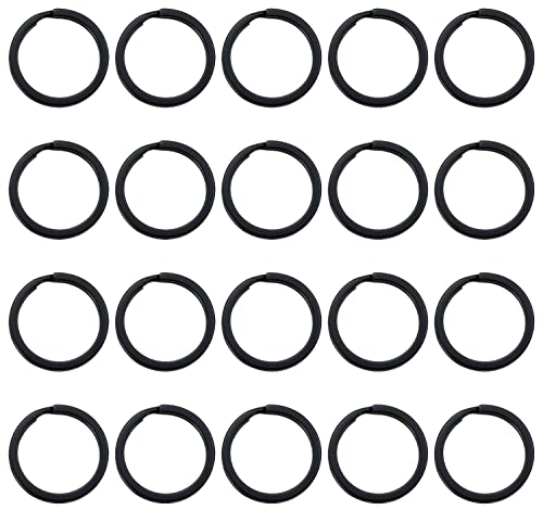 shapenty 20 mm/1,9 cm klein schwarz flach Metall Teil Zubehör Split Schlüsselanhänger Schlüsselanhänger Key Ring Kette Clip Halter Black, 20PCS/Box Cover