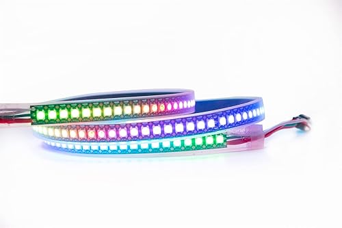 WS2812B Tira de luz LED direccionable individual 144Pixelsm SMD 5050 RGB Pixel Strip DC5V (3.2FT 144LEDS impermeable IP67, PCB blanco)