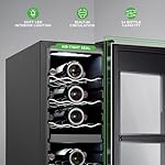 NutriChef PKCWCDS248.5 Chilling Refrigerator Cellar-Dual-Zone Wine Cooler/Chiller, Digital Touch Button Control with Air Tight Seal, Contains Placement for Standing (24 Bottle Storage Capacity), Black - Image 6