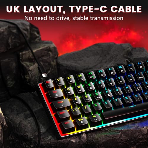 MAGIC-REFINER MK37 60% Wired Rapid Trigger Gaming Keyboard UK Layout, Hall Effect Magnetic Switches, 8000Hz Polling Rate, 0.04mm RT Accuracy, 0.125ms Latency, RGB Backlit, Hot-Swap, PBT Keycap, Black