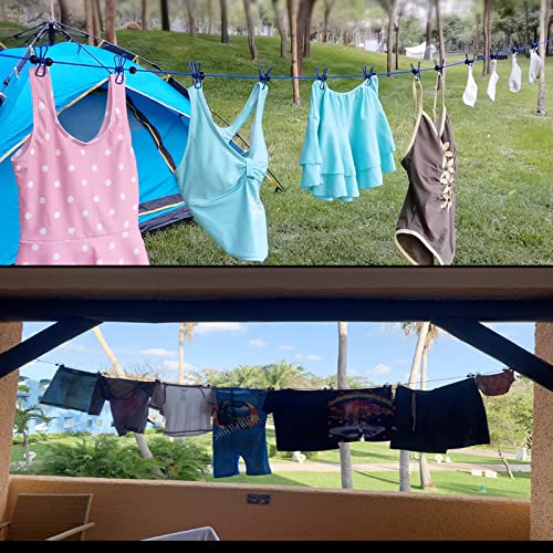 Portable Drying Rack Clothing Camper Clothesline With 12 Clothespins, Windproof Travel Clothesline Stretchy Elastic For Indoor Laundry Drying Line,Outdoor Camping Accessories(3Pc) #TOP2