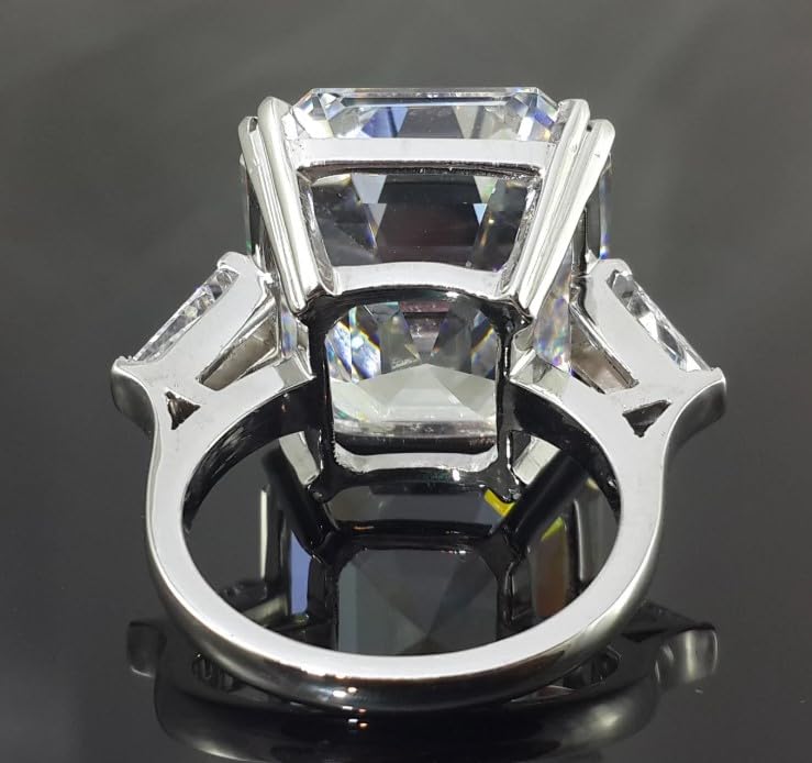 12 Ct (16x16) Emerald Suqare Diamond Cut Engagement Ring,14 Kt Gold Plated Wedding Gift,side Diamond Buguette Ring,GIfted For Her.size 3-123