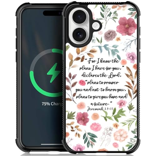 ilikediy Case for iPhone 17 [Compatible with Magsafe], W Bible Verses Floral Inspirational Soft TPU Bumper Hard PC Back Anti-Fall Shockproof Protective Magnetic Cover
