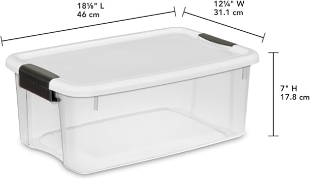 Sterilite 6-Pack Ultra Latching Box, Storage Bins with Lids, Clear Plastic, 18 Qt Large Heavy-Duty Organizing Bin Containers for Home, Closet, Kitchen, Pantry, Bathroom, and Office