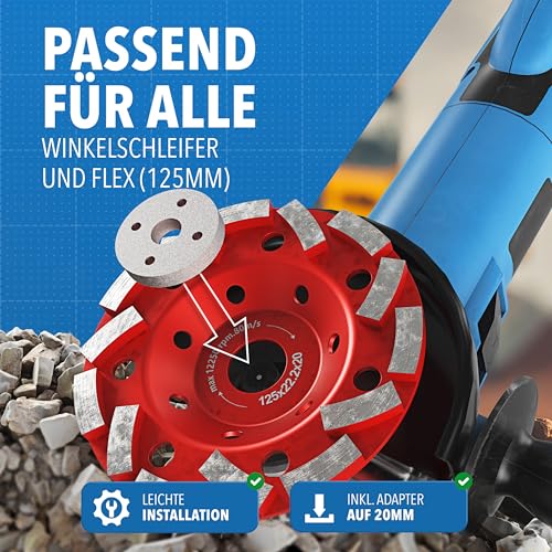 Diamantschleiftopf 125mm Schleifscheibe Beton Estrich Granit Topfscheibe – Ansicht 2