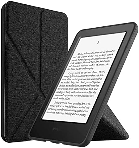 WB Capa Novo Kindle (16GB) e 11ª Geração Silicone Flexível e Sensor Magnético Origami Tecido Preta (Não compatível com 10ª Geração, Paperwhite e Oasis)