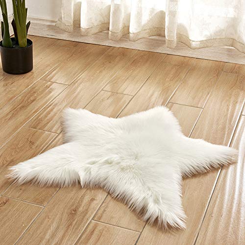 Coussin Moelleux en Forme D'étoile Tapis de Sol en Fausse Fourrure Doux Peluche Tapis Poil Long Antidérapant Tapis de Salon Shaggy Moquette pour Chambre à Coucher ou...