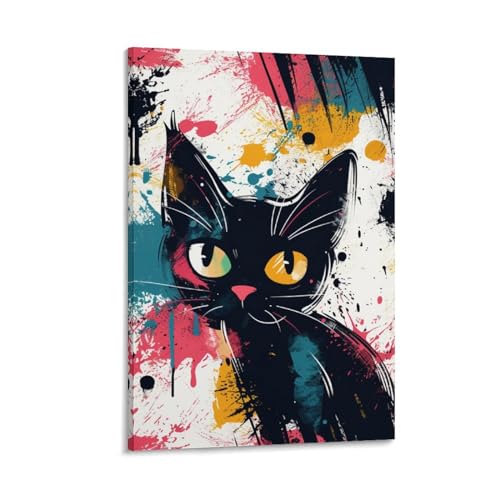 Affiche chat mignon déco murale peinture sur toile pour chambre d'enfant 40x60