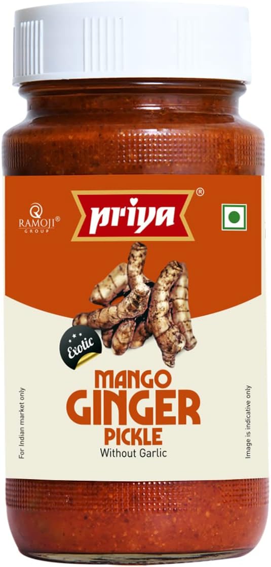 Priya Mango Ginger Pickle (Pickled Minced Mango Ginger in Oil) WITHOUT GARLIC - 300g., 10.6oz