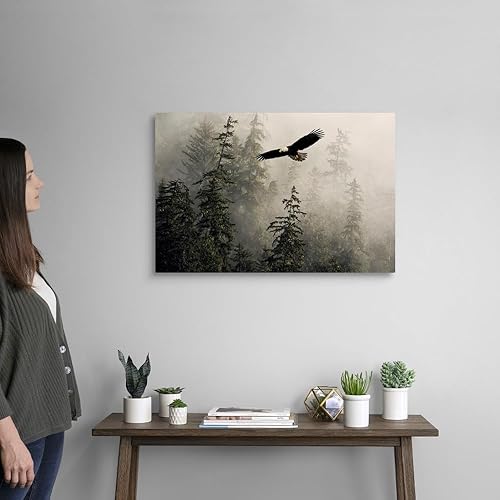 Miniatura 8 de Lienzo de águila calva que se eleva a través de las lenguas brumosas, arte de águila