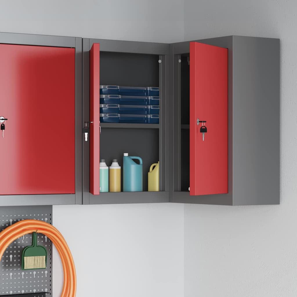 Genérico Armario de Herramientas con Estante Rojo y Gris 55 x 55 x 55 cm,Bricolaje,Accesorios de Bricolaje,Organización y Almacenamiento de Herramientas,Armarios para herramientas-4103468