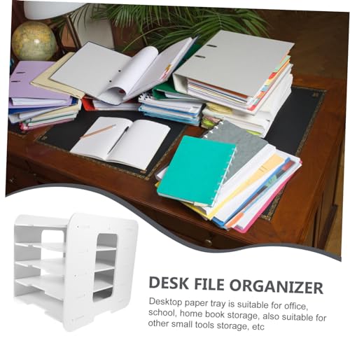 Stapelbarer Dokumentenhalter mit 5 Etagen, aus weißem Holz, Kunststoff, für A4-Papier, Büro, Schreibtisch, Nizat, effiziente Datei
