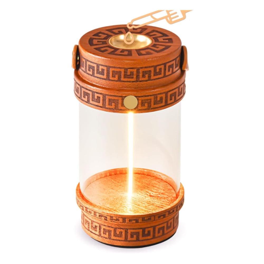 UDSKNV[KSL Electric Waterless Essential Oil Heat Diffuser with Glow Warm Mood Light, Portable Natural Wood Oil Warmer for Yoga